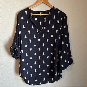 41 HAWTHORN | 3/4 Sleeve Silky Notch Neck Tulip Blouse